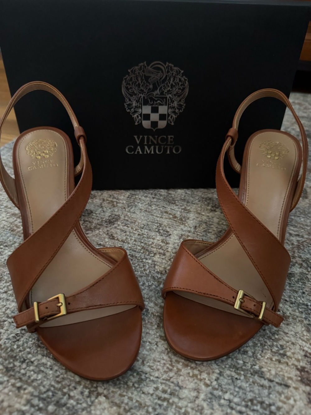 Vince Camuto Women's Brown Leather Slingback Sandals